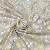 Beige All Over Floral Thread & Sequins Mul Chanderi Embroidery