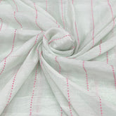 Mint Green Stripe Dotted Mul Chanderi Embroidery
