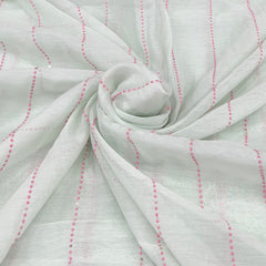 Mint Green Stripe Dotted Thread Mul Chanderi Embroidery