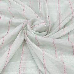 Mint Green Stripe Dotted Mul Chanderi Embroidery
