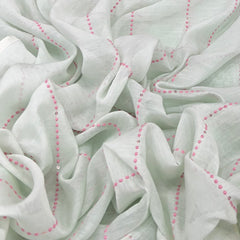 Mint Green Stripe Dotted Mul Chanderi Embroidery
