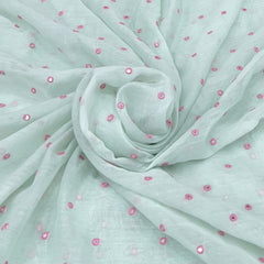Mint Green Mirror Work Mul Chanderi Embroidery