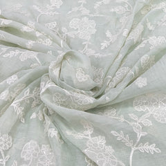 Light Pista Green Chikinkari Mul Chanderi Embroidery