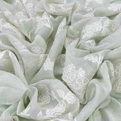 Light Pista Green Chikinkari Mul Chanderi Embroidery