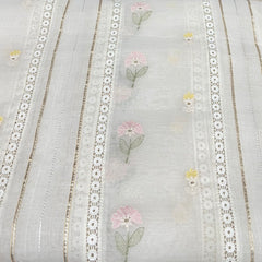 Off White Multicolour Floral Motif Mul Chanderi Embroidery