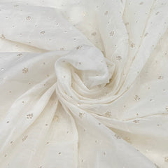 Off White Sequins Butti Mul Chanderi Embroidery