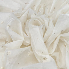 Off White Sequins Butti Mul Chanderi Embroidery
