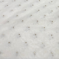 Off White All Over Thread & Mukaish Mul Chanderi Embroidery