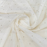 Off White All Over Thread & Mukaish Mul Chanderi Embroidery