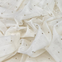 Off White All Over Thread & Mukaish Mul Chanderi Embroidery