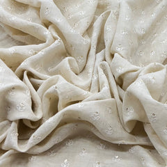 Beige Butti Flower Linen Embroidery