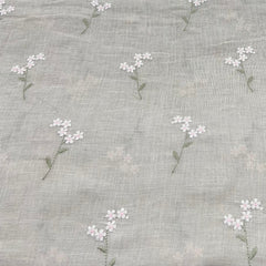 Pastel Beige Floral Thread Butti Linen Embroidery