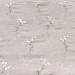 Pastel Pink Floral Thread Butti Linen Embroidery