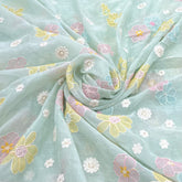 Mint Green Thread & Sequin Butti Mul Chanderi Embroidery