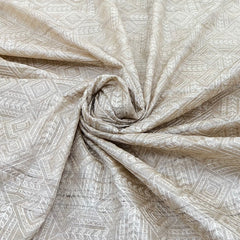 Beige Thread Geometric Tussar Embroidery