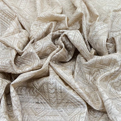 Beige Thread Geometric Tussar Embroidery