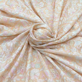 Peach Pink Thread Multicolour Munga Tussar Embroidery