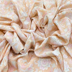 Peach Pink Thread Multicolour Munga Tussar Embroidery