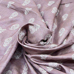 Onion Pink Flower Thread Butti Tussar Embroidery