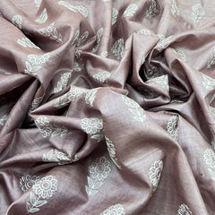 Onion Pink Flower Thread Butti Tussar Embroidery