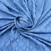 Denim Blue Self Diamond Slub Silk Embroidery
