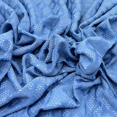 Denim Blue Self Diamond Slub Silk Embroidery
