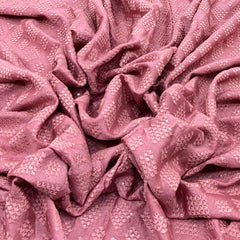 Nude Pink Self Diamond Slub Silk Embroidery