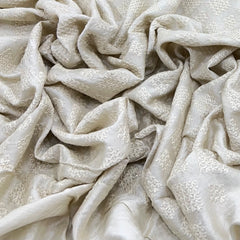 Cream Self Diamond Slub Silk Embroidery