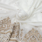 White Daman Mirrorwork and Cut Dana Georgette Embroidery