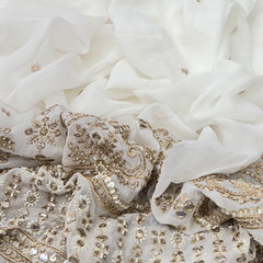 White Daman Mirrorwork and Cut Dana Georgette Embroidery
