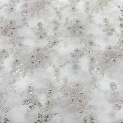 White Zari Cut Work Jal Georgette Embroidery