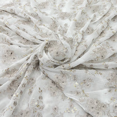 White Zari Cut Work Jal Georgette Embroidery