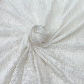 White Georgette Lucknowi Cut Dana Georgette Embroidery
