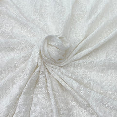 White Georgette Lucknowi Cut Dana Georgette Embroidery