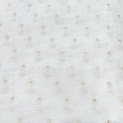 White Gauge Linen Flower Butti Sequins Thread Embroidery