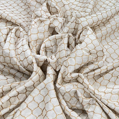 White Chanderi Geometric Zari Embroidery