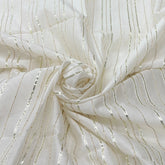 White Chanderi Stripes Gota Work Sequins Embroidery