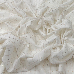 White Checks Chanderi Zari Sequins Embroidery