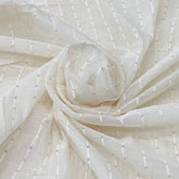 White Stripes Mul Chanderi Sequins Thread Embroidery