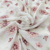 White Multicolor Mul Chanderi Sequins Thread Jal Embroidery