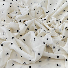 White Black Cotton Mirror Work Embroidery