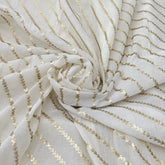 White Gold Cotton Sequins Embroidery