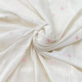 White Pink Flower Cotton Thread Embroidery