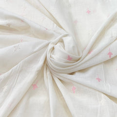 White Pink Flower Cotton Thread Embroidery
