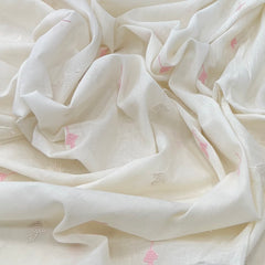 White Pink Flower Cotton Thread Embroidery