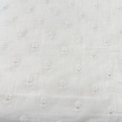 White Flower Butti Cotton Sequins Thread Embroidery