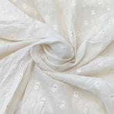White Flower Butti Cotton Sequins Thread Embroidery