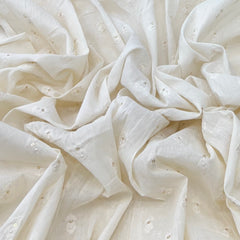 White Flower Butti Cotton Sequins Thread Embroidery