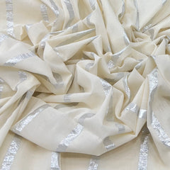 White Stripes Cotton Lurex Embroidery