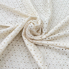 Off White Cotton Cut Work Embroidery